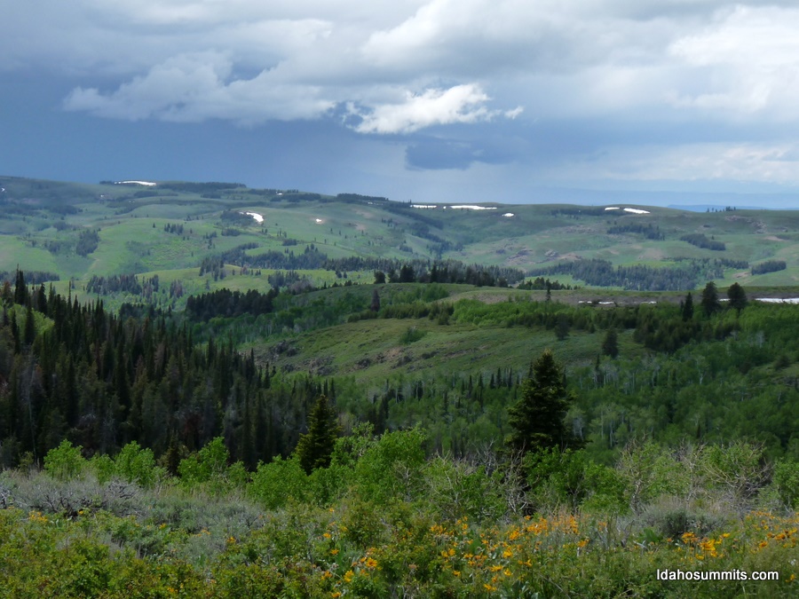 Looking south from the start of the hike at a storm rolling in.